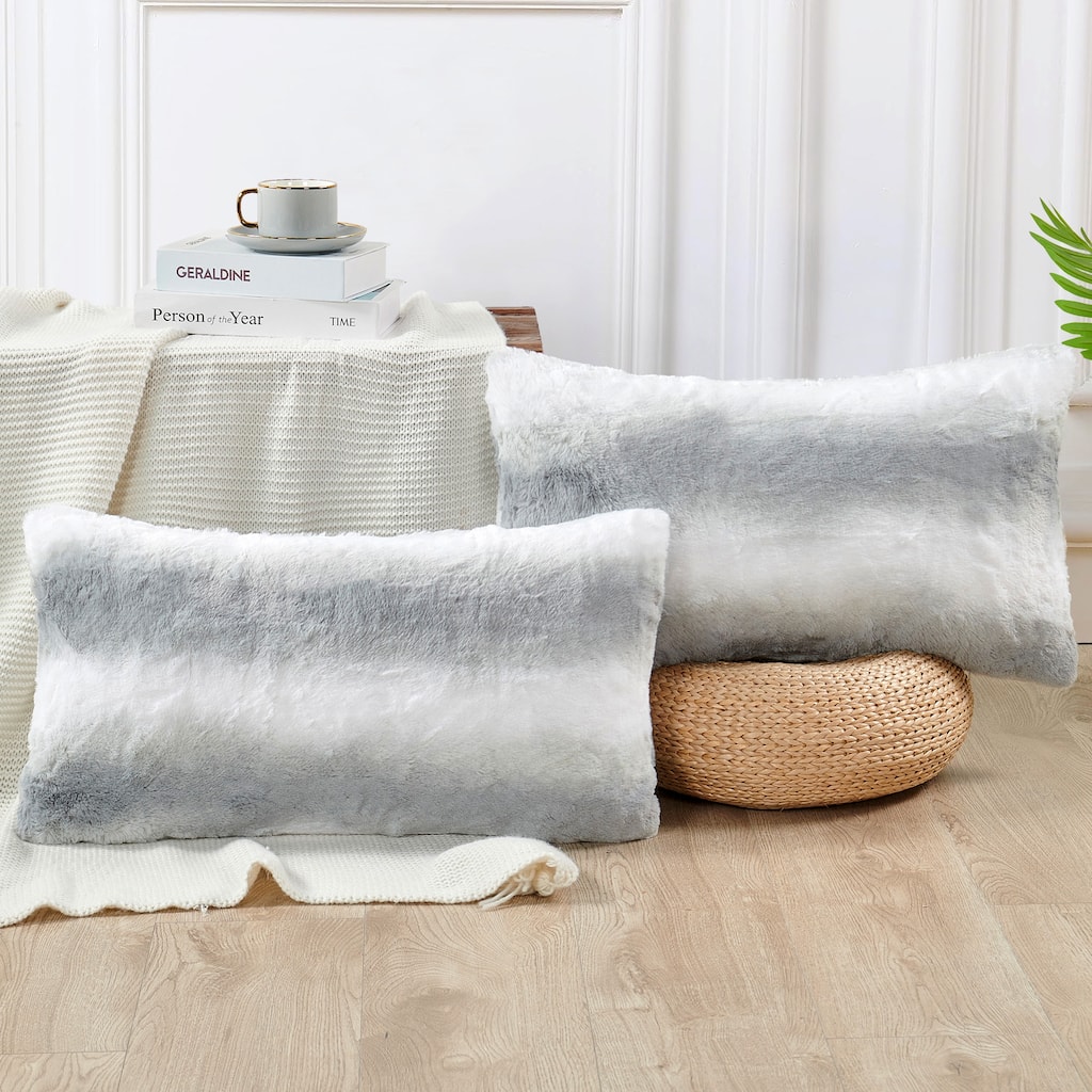 Beckie Stripe Fauxfur Pillow Shell 2 set