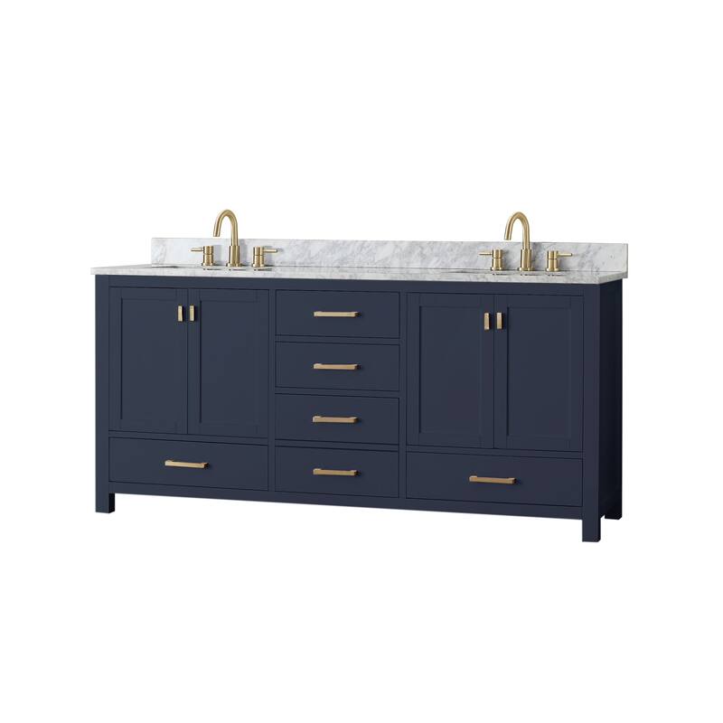 Avanity Modero 73" Free Standing Double Basin Vanity Set with Wood - Navy Blue