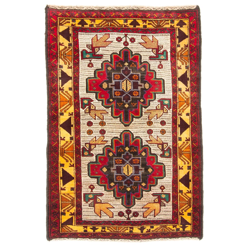 ECARPETGALLERY Hand-knotted Teimani Cream Wool Rug - 3'3 x 4'10