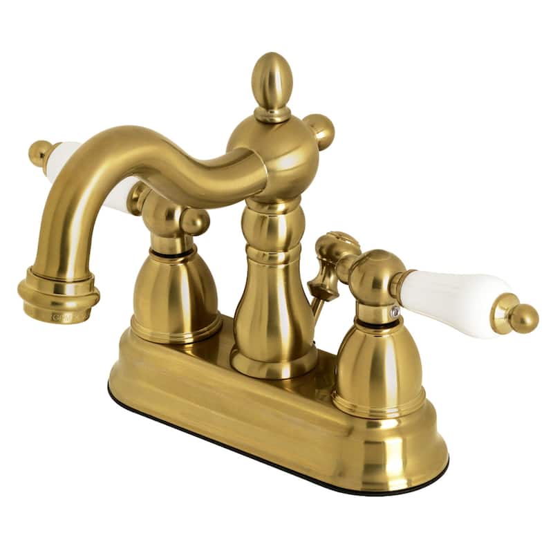 Heritage Two-Handle 3-Hole Deck Mount 4 in. Centerset Bathroom Faucet - Brushed Brass