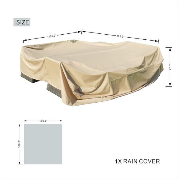 PATIO PLUS Garden Furniture Cover With PU Coating,Garden Table And Chairs Set Cover Waterproof,Windproof, Anti-UV, 600D Oxford Fabric Outdoor Patio