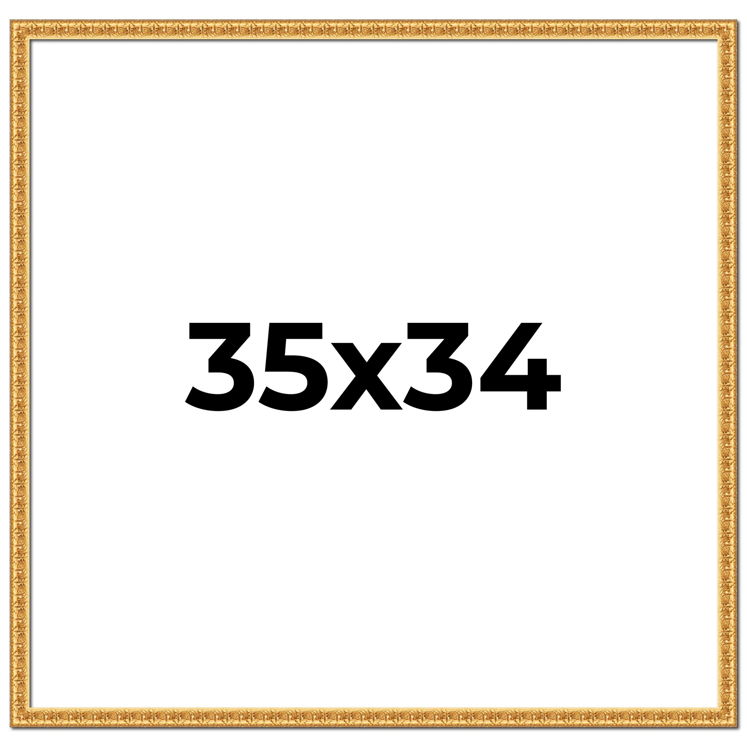 35x34 Frame Gold Real Wood Picture Frame Width 1 inches | Interior