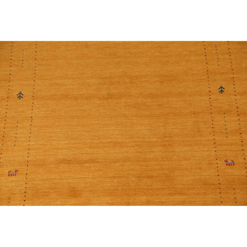 Orange Rust Gabbeh Oriental Area Rug Handmade Wool Carpet - 6'8"x 9'9"