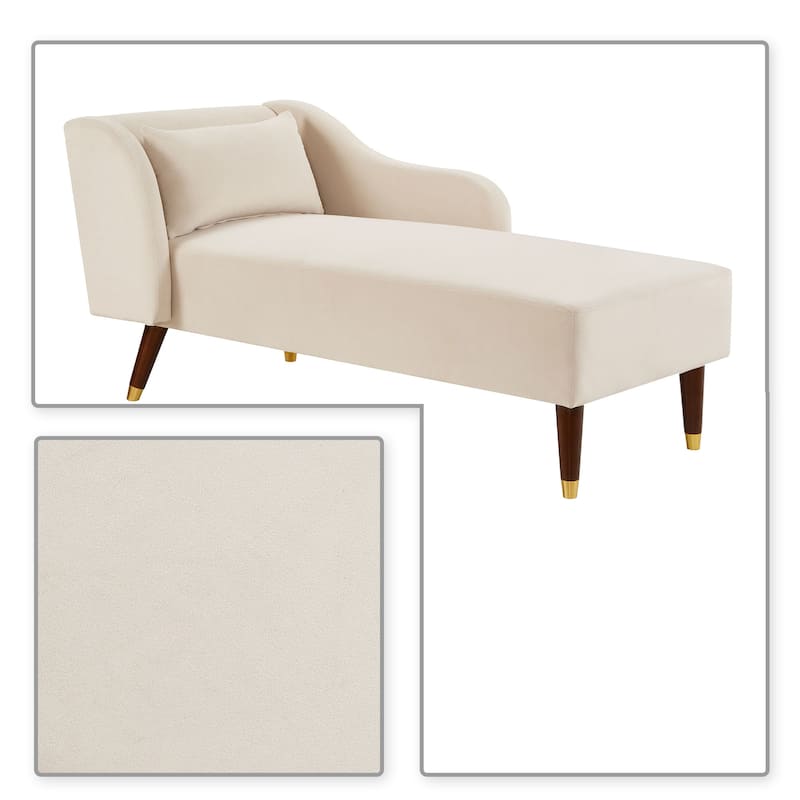 Mid-Century Vintage Velvet Upholstered Leisure Chaise Lounge with a Pillow