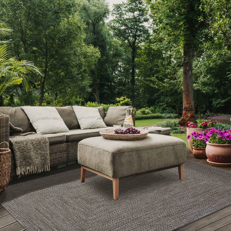 Superior Modern Rustic Bohemian Reversible Multi-Tone Braided Indoor Outdoor Area Rug - 6' X 9' - Latte-White