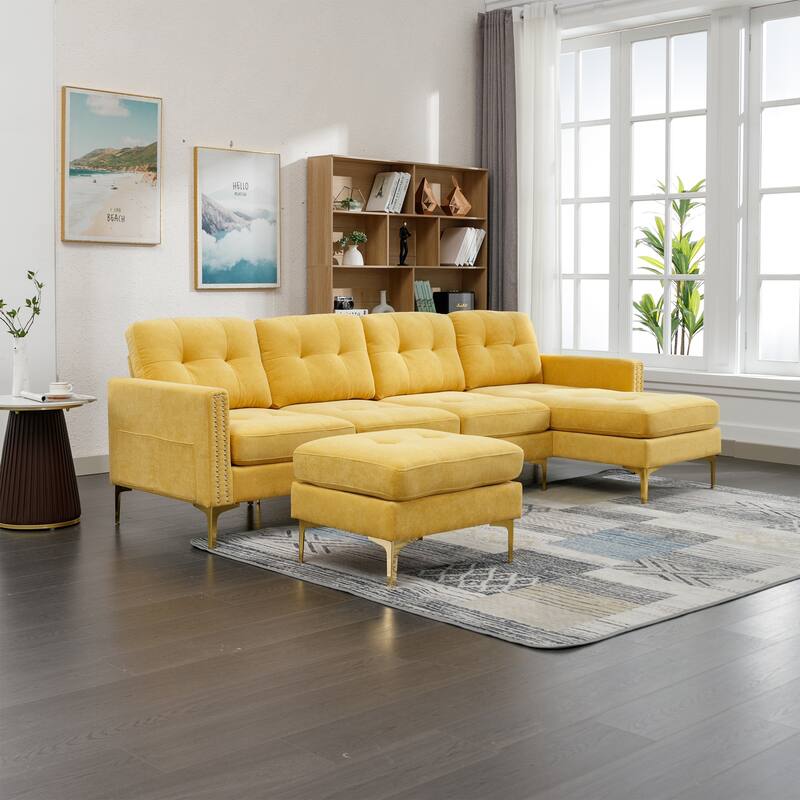110" L-Shape Convertible Sectional Sofa Couch