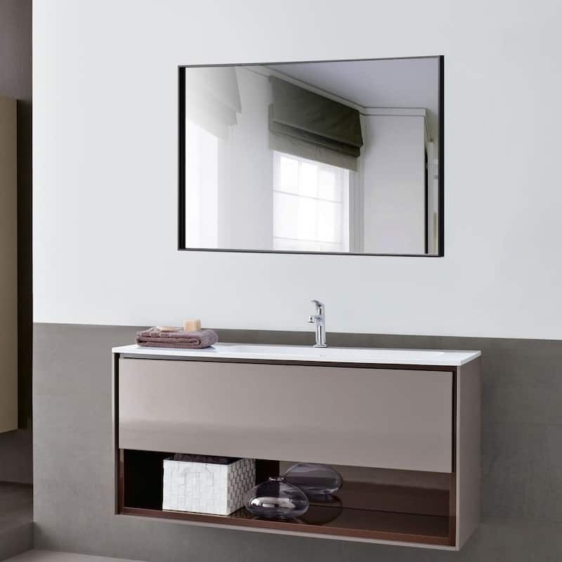 Modern Rectangle Framed Bathroom Vanity Mirror Accent Wall Mirror - 32"Wx24"H - Black