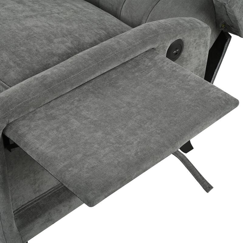 Pushback Recliner with Foldable Side Table & USB Ports
