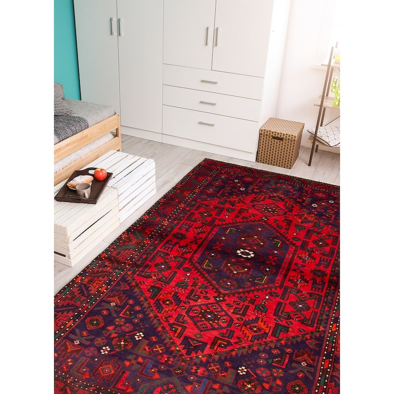 ECARPETGALLERY Hand-knotted Andelz Red Wool Rug - 4' 2" x 6' 9"