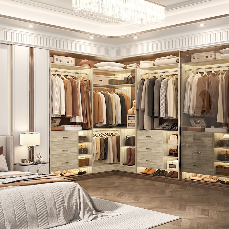 Cimly Set of 3 Freestanding Corner Closet System, Space-saving Closet Organizer for Walk-in/ Reach-in Closet