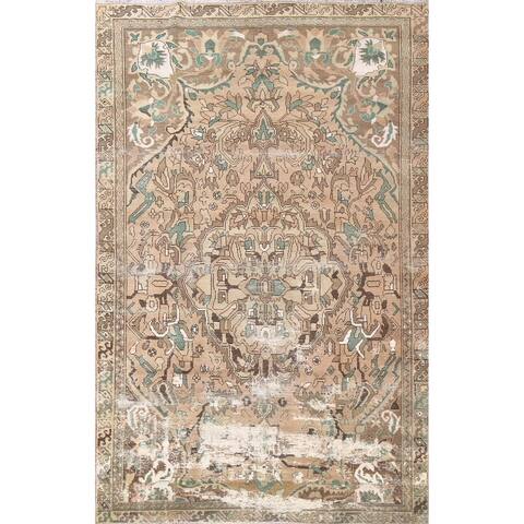 Clearance Antique Distressed Bakhtiari Persian Wool Area Rug Handmade - 6'3" x 9'3"