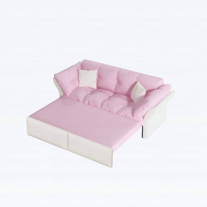 3-in-1 Convertible Tufted Loveseat with 2 Soft Pillows,Multi-Functional Sleeper