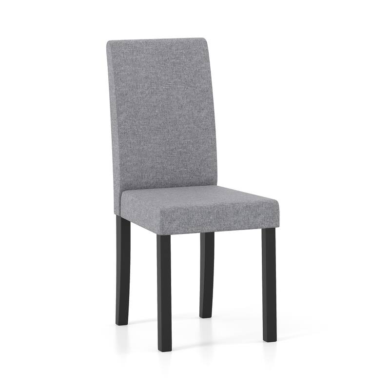 Set of 2 Modern Rubber Wood Dining Chairs with Faux Linen Upholstery and Cushioned Seats - 17" x 22" x 35.5" (L x W x H)