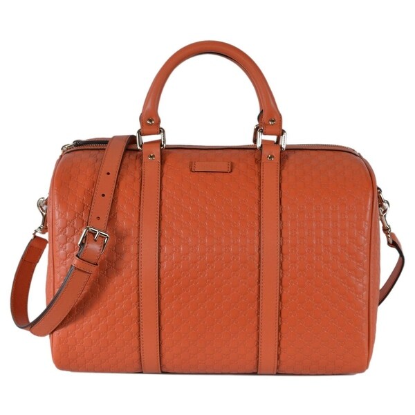 Shop Gucci Orange Leather 449646 Micro GG Guccissima Boston Bag Satchel W/Strap - Free Shipping ...