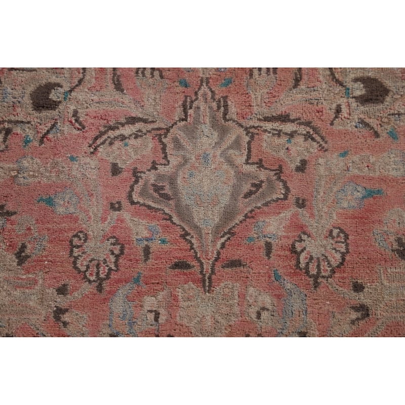 Traditional Mashad Persian Vintage Area Rug Hand-Knotted Wool Carpet - 6'4"x 9'7"