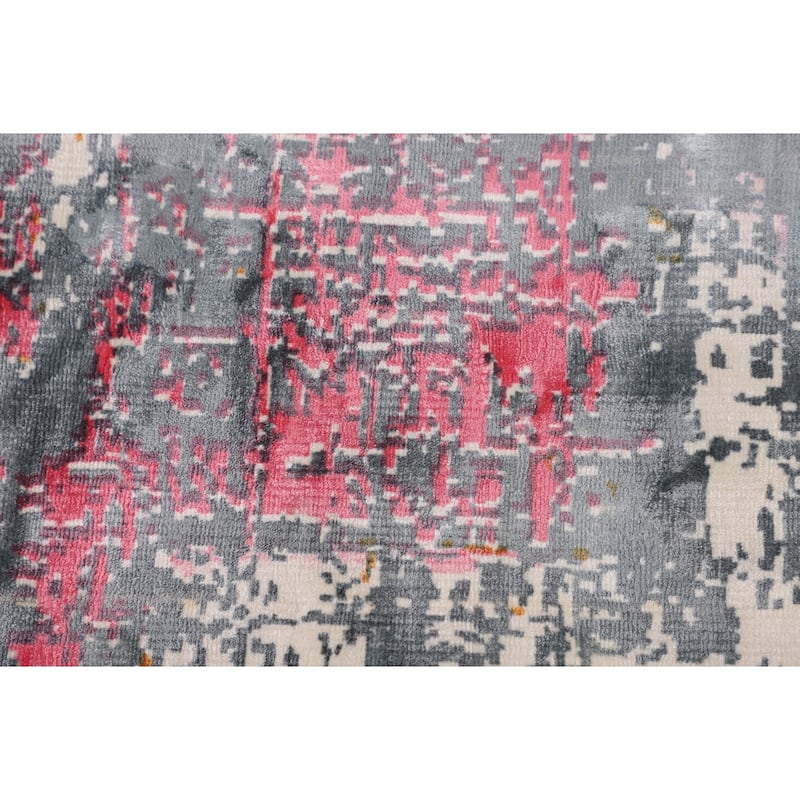 Contemporary Abstract Area Rug Hand-Knotted Bedroom Wool Carpet - 5'3" X 7'5"