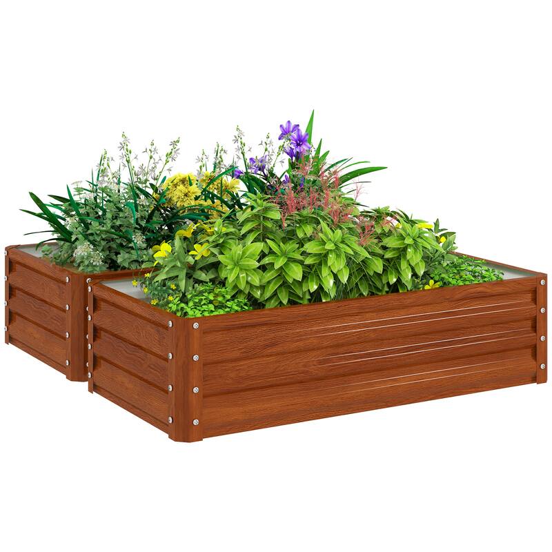 Outsunny Galvanized Raised Garden Bed, 4' x 2' x 1' Metal Planter Box, for Growing Vegetables, Flowers, Herbs, Succulents