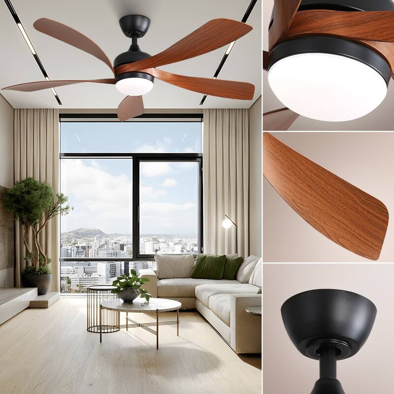 52 Inch Ceiling Fan with Remote & Lights Quiet DC Motor 5 Blade High CFM Modern Fan