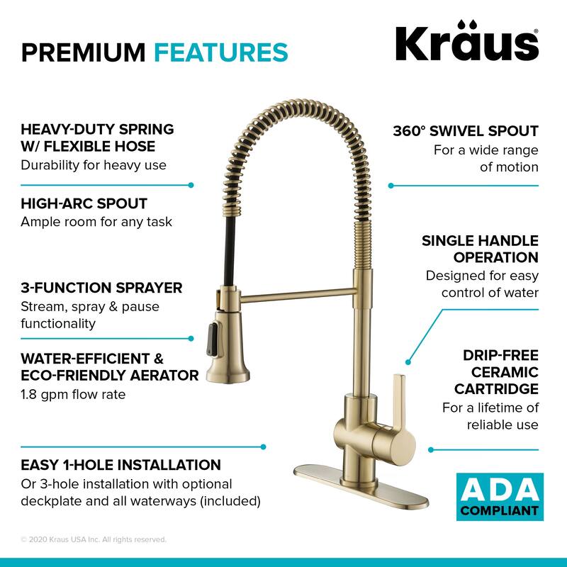 Kraus Britt 1.8 GPM Single Hole Faucet - Includes Soap Dispenser, and