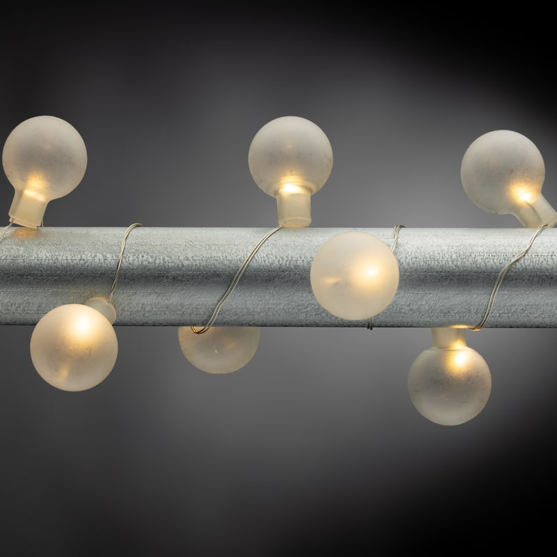 Battery Operated White Frosted Glass Bubble Light String - N/A