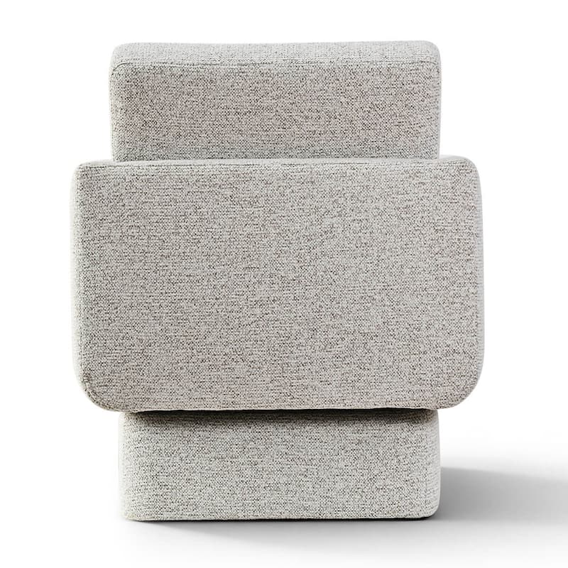 Beige Upholstered Swivel Barrel Accent Chair