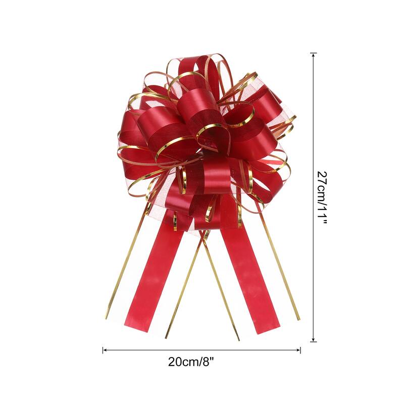 5pcs Large Big Pull Bow Gift Wrapping Bows Ribbon for Christmas - Wine Red - 8 Inch