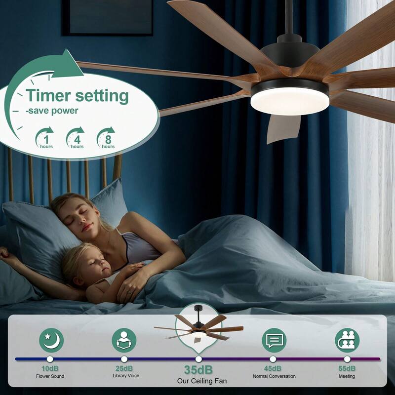 Cusp Barn 60 Inch Black Large Ceiling Fans with Lights and Remote, Modern 6 Speeds Quiet Reversible DC Motor Ceiling Fan