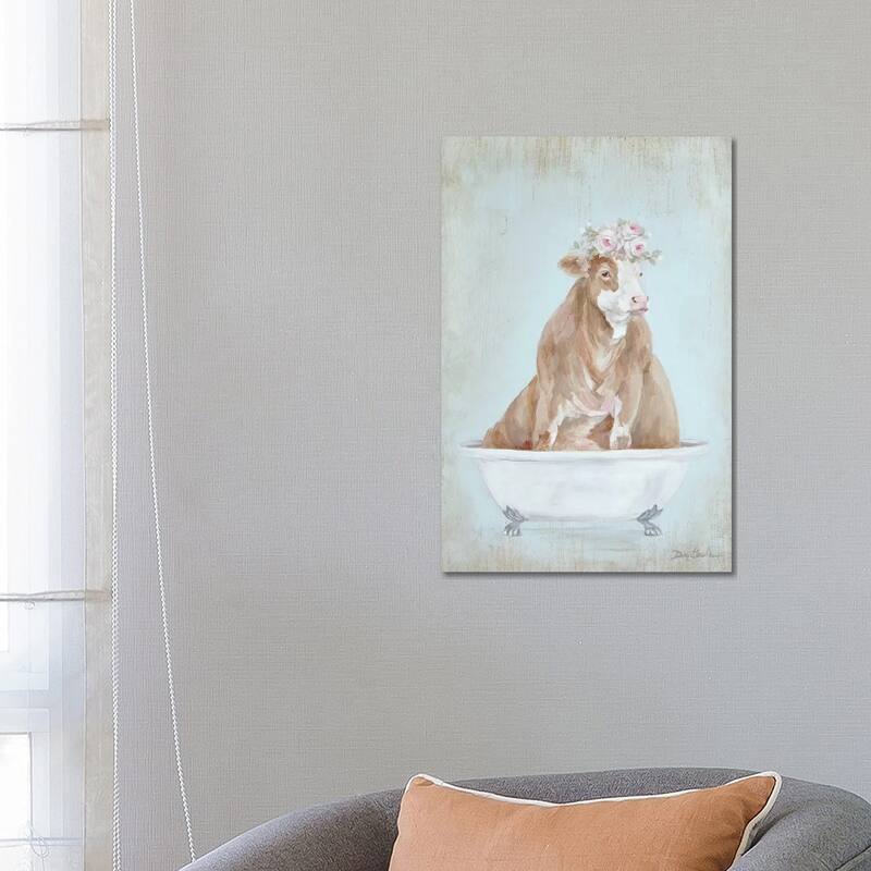 iCanvas "Cow In A Tub" by Debi Coules Canvas Print - 26x18x1.5
