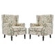 preview thumbnail 62 of 134, 2 Set Traditional Patterned Wingback Accent Chairs with NailHead