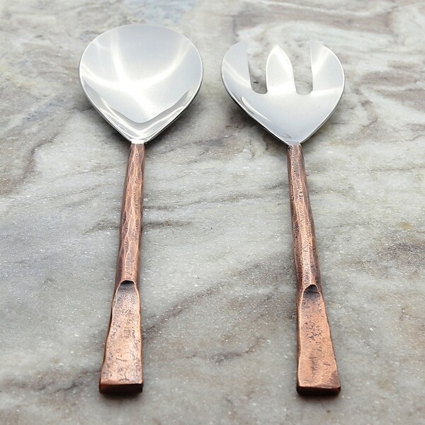 Inox Celia Design 2-piece Copper Antique Salad Serving Set. Opens flyout.