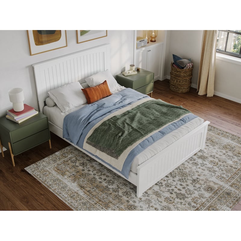 Naples Solid Wood Low Profile Platform Bed with Matching Footboard