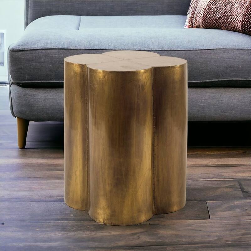 Brass Metal Free Form End Table with Abstract Base for Living Room - 18” x 18” x 22” (D x W x H)