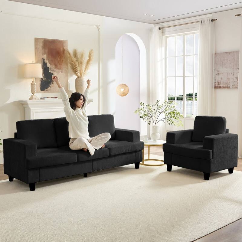 Mixoy Chenille 3 Piece Living Room Sofa Set,3-Seat Sofa/Loveseat/Armchair Sofa Sets,Modular Sectional Couch Furniture Sets