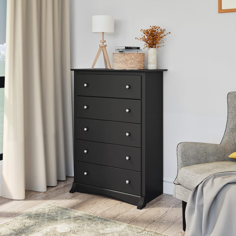 Sonoma Transitional Black Laminate 5-drawer Chest