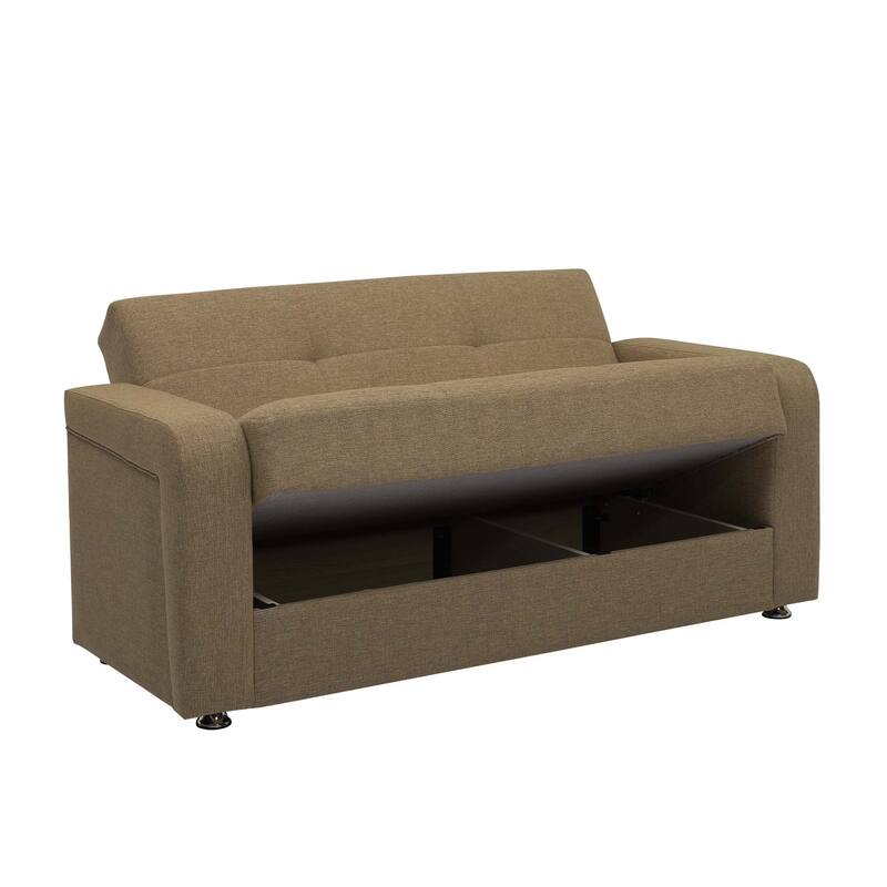 Collection Upholstered Convertible Loveseat With Storage - Brown