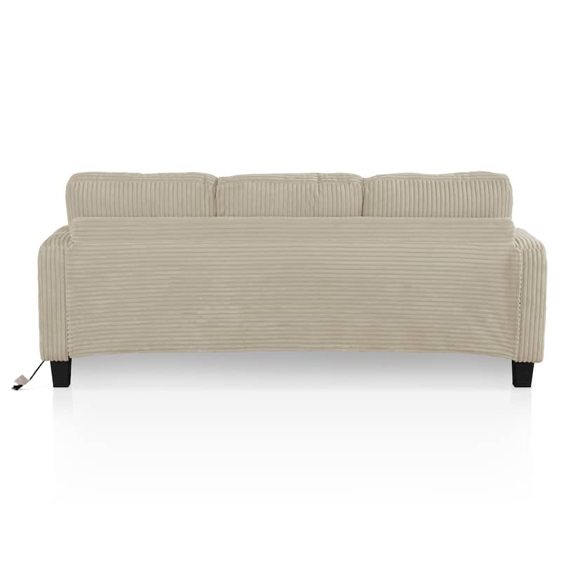 DH BASIC Modern Chenille Sofa with Cup Holders and USB Ports by Denhour