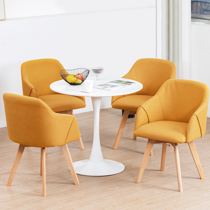 Upholstered Swivel Dining Chairs Set of 2 with Solid Wood Legs - 33.1" H x 21.5" W x 22.5" D