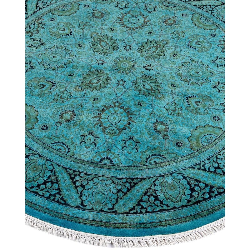Fine Vibrance, One-of-a-Kind Hand-Knotted Area Rug - Blue, 5' 1" x 5' 1" - 5' 1" x 5' 1"