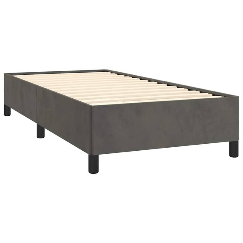 Low Profile Twin XL Bed Frame, Gray Velvet Fabric Upholstery