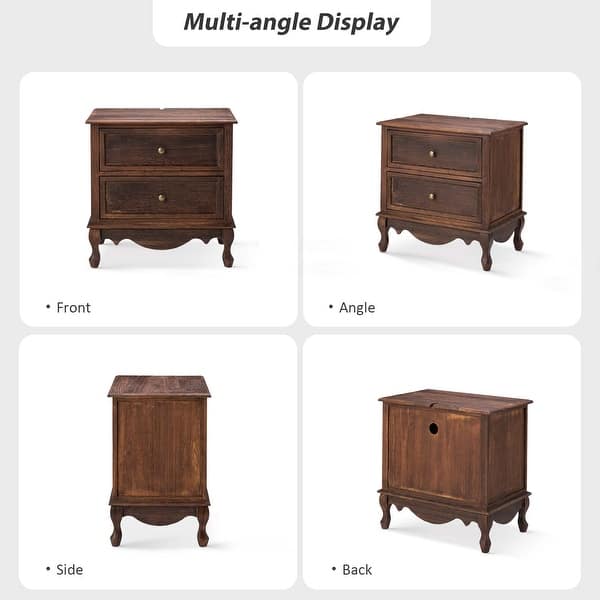 Pallantium 24'' Tall 2 - Drawer End Table with Charging Station Space by HULALA HOME - WALNUT
