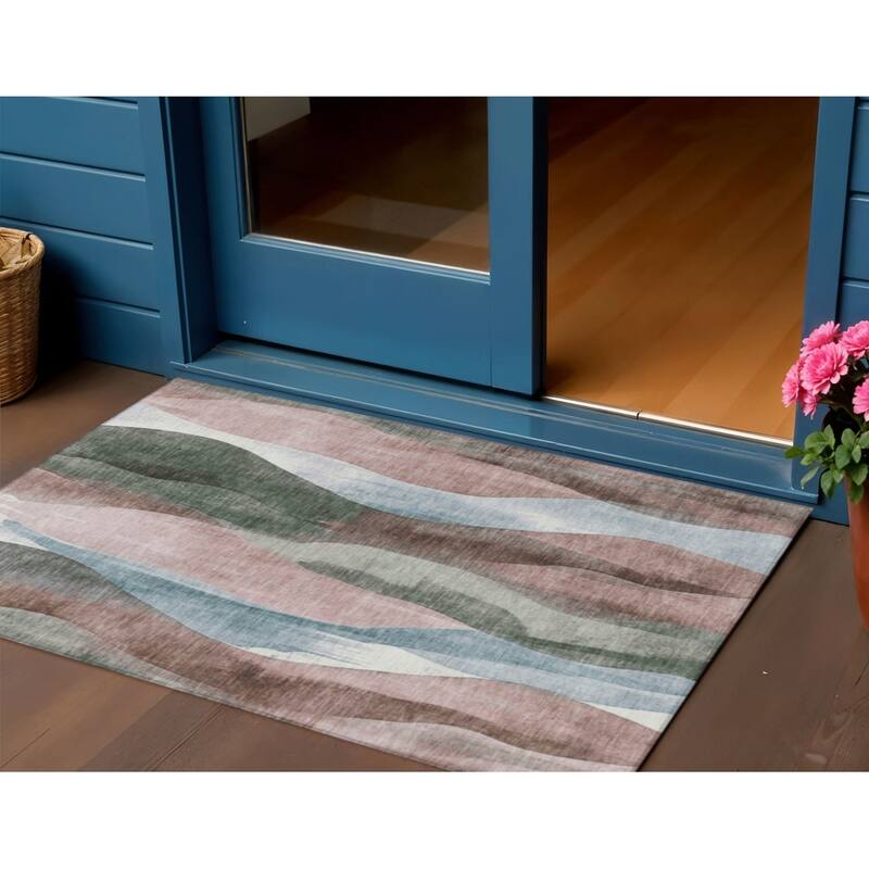 HomeRoots Abstract Transitional Rectangle Outdoor Rug - 3' x 5'