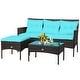 preview thumbnail 20 of 33, Costway 3PCS Patio Rattan Furniture Set 3-Seat Sofa Cushioned Table - See details