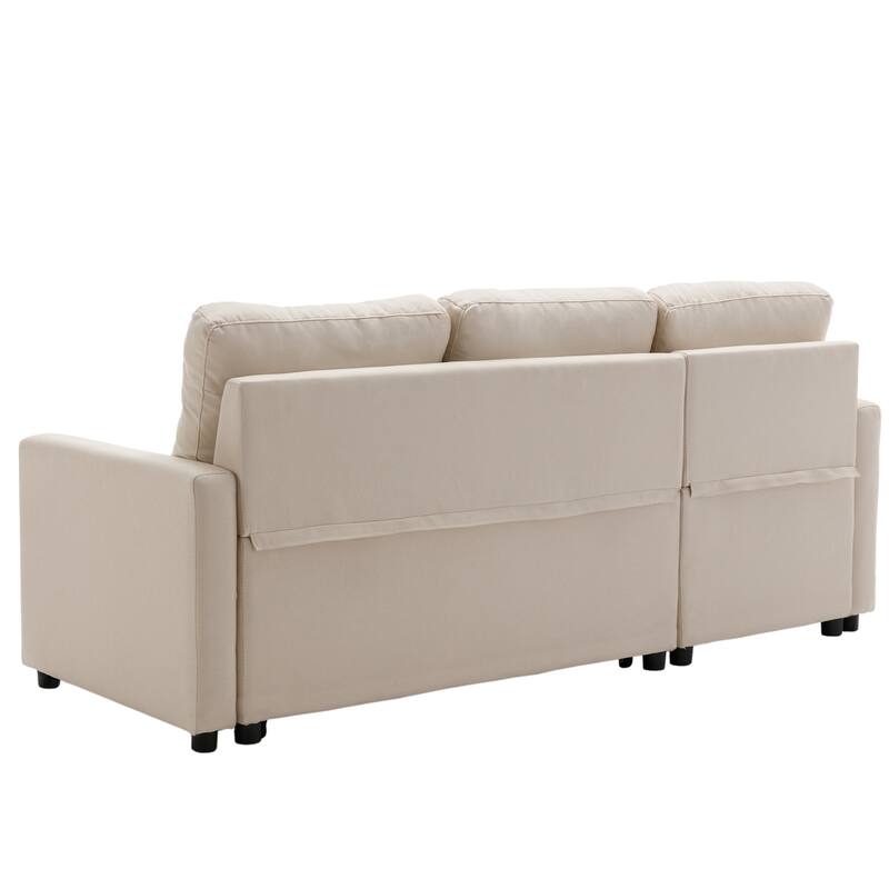 Linen L-Shaped 3-Seat Sofa Convertible Sectional Sofa
