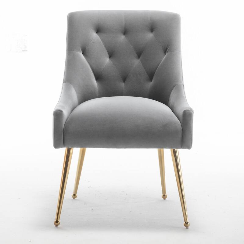 Modern Dining Chairs Set of 2, Upholstered Accent Chair Tufted Back Armless Chair with Back Pull