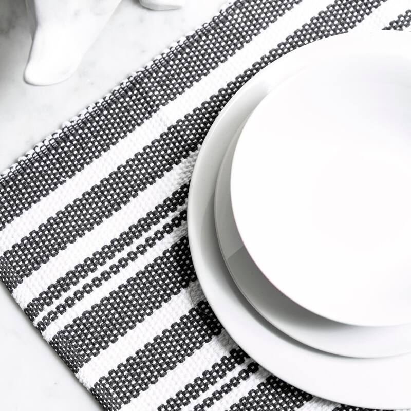 Fabstyles Broadway Set of 4 Stripe Cotton Placemats - 13x19