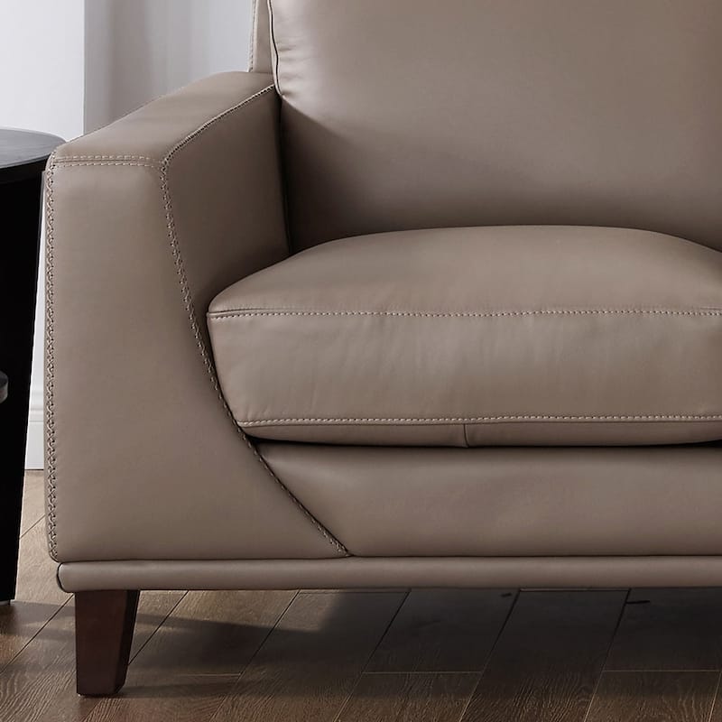 Hydeline Soma Top Grain Leather Loveseat With Feather, Memory Foam and Springs