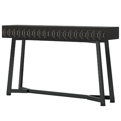 55-Inch Modern Console Table Black Entryway Table with 2 Drawers