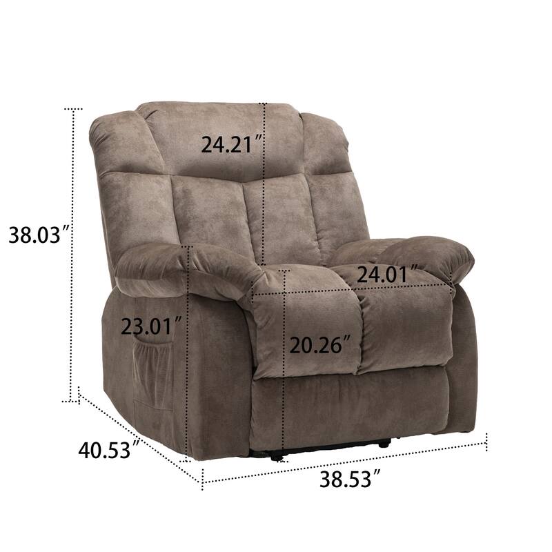 Classic Vintage Velvet Upholstered Power Leisure Recliner with Lift Base