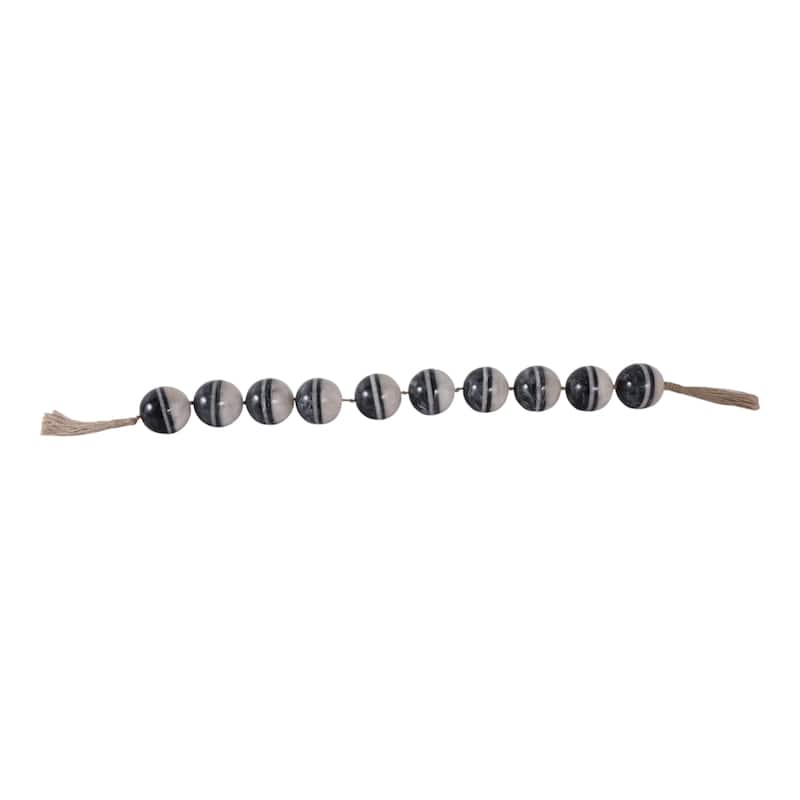 Decorative Bead Strand with Resin Spheres and Woven Jute Tassels - 46" x 3" x 3"
