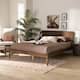 Sadler Mid-Century Ash Walnut Finish Wood Platform Bed
